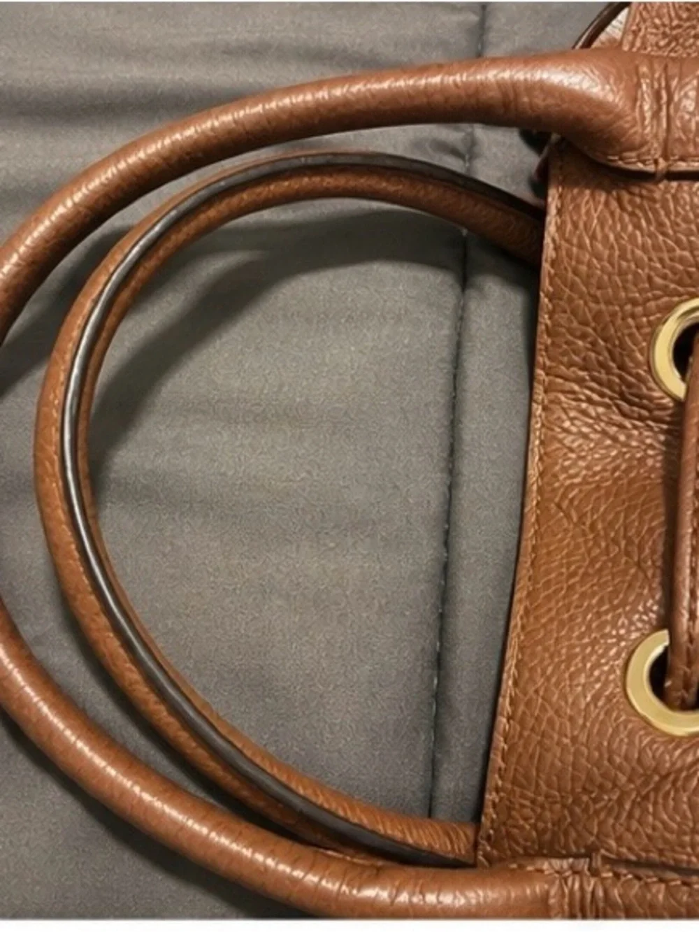 Michael Kors Cognac Brown Pebbled Leather Drawstring Tassel Tote Bag